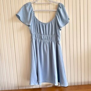 Altard State Light Blue Flutter Sleeve Smocked Mini Dress Small Made in USA